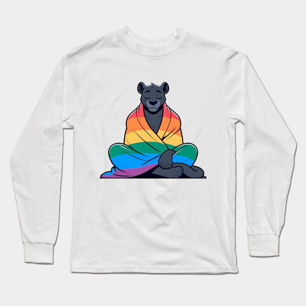 Comfy Womfy Furry Pride Panther LGBTQ Rainbow Long Sleeve T-Shirt by Blue Bull Bazaar